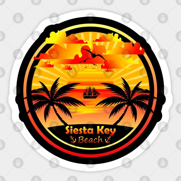 Siesta Key Beach, Palm Trees Sunset, Florida Summer Sticker by Jahmar Anderson